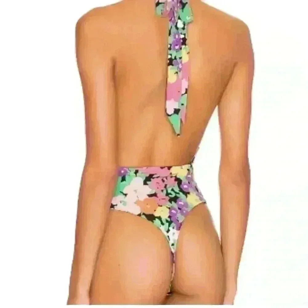AFRM Rosa Bodysuit in Neon Garden size XS - Picture 4 of 11